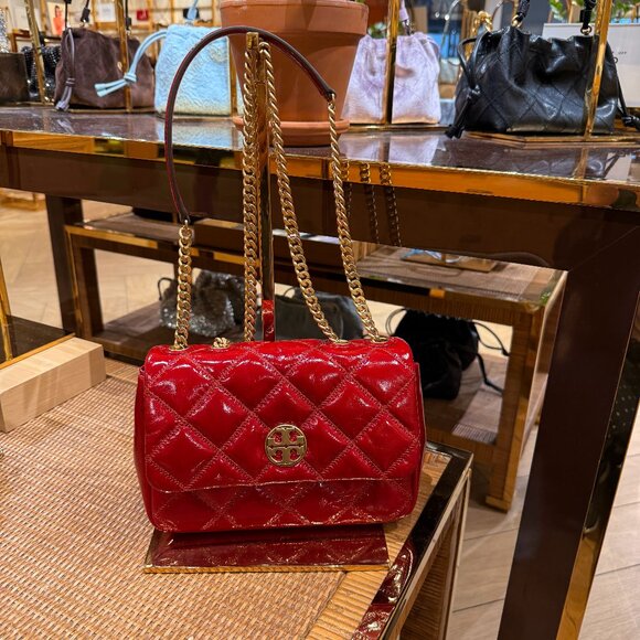 Best Price‼️Tory Burch Willa Small Shoulder Bag 152051 Berry $645 - Picture 1 of 9